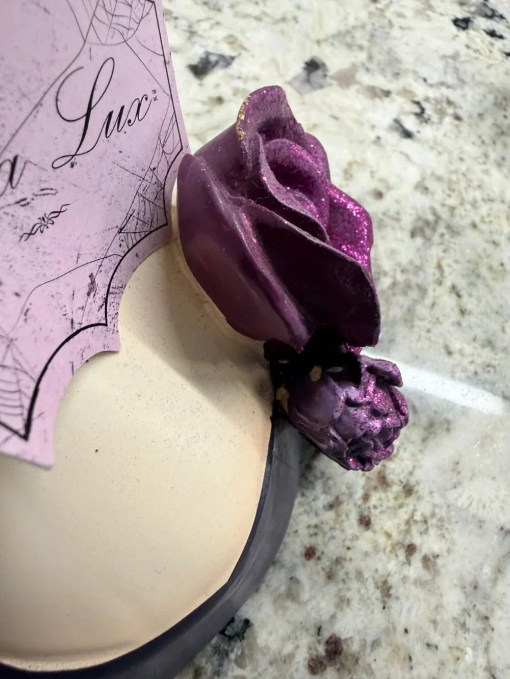 Viral Halloween Bella Lux Bride of Frankenstein Bust Spider Purple Flowers Retro